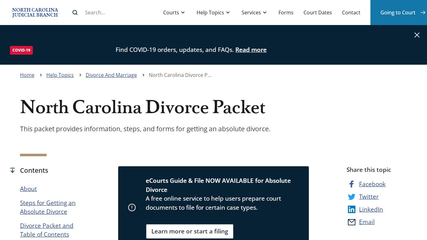 North Carolina Divorce Packet | North Carolina Judicial Branch - NCcourts