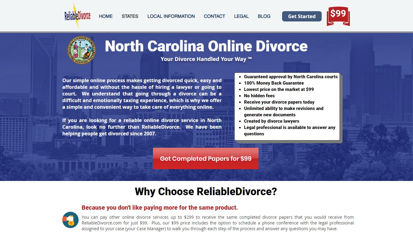 North Carolina Online Divorce | Cheap Divorce $99 - reliabledivorce.com